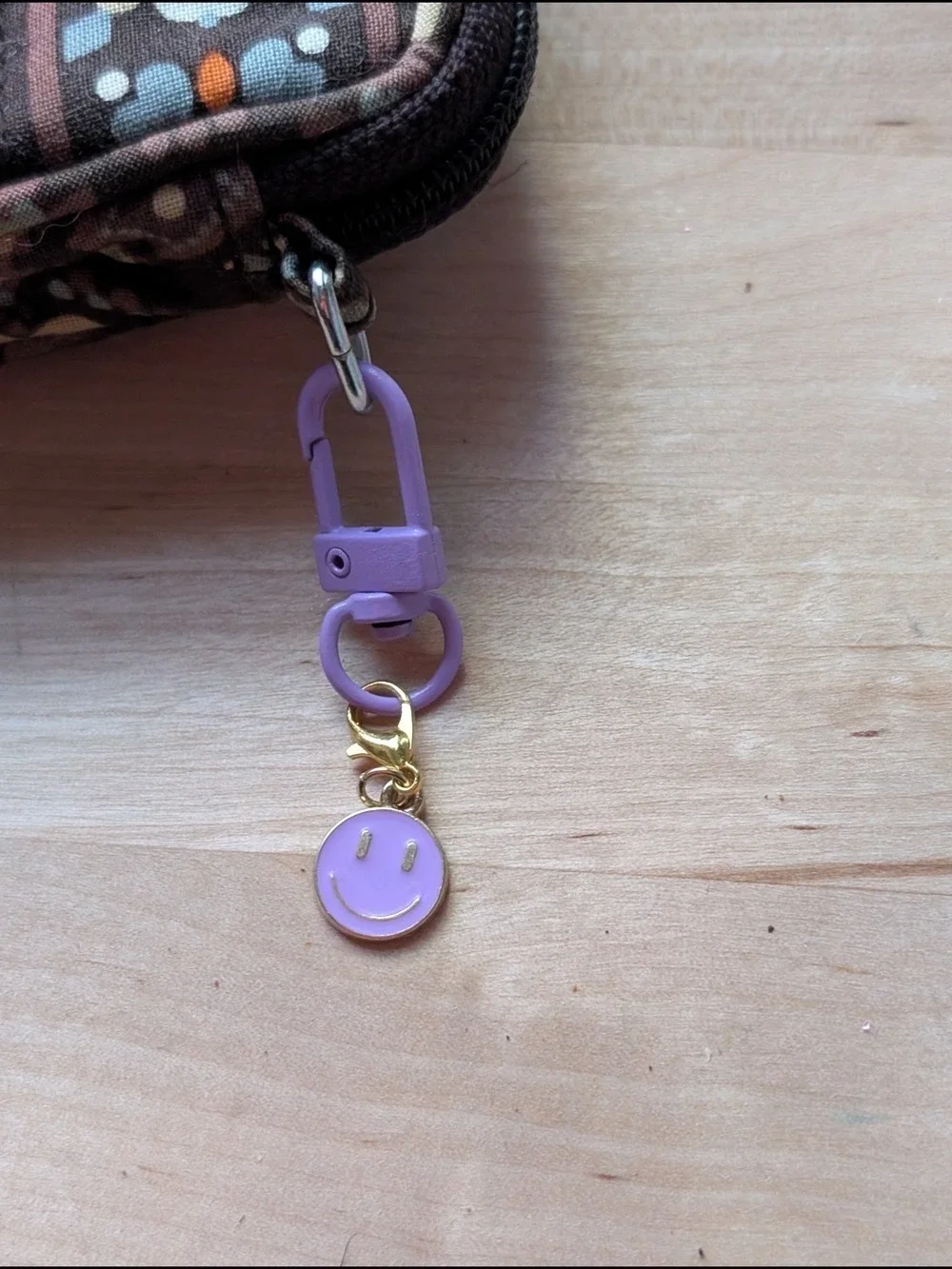 Lavender Smiley Face Keychain Charm